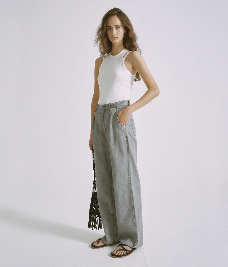 Tucked Wide-leg Denim in Light Gray – SAYAKA DAVIS NEW YORK