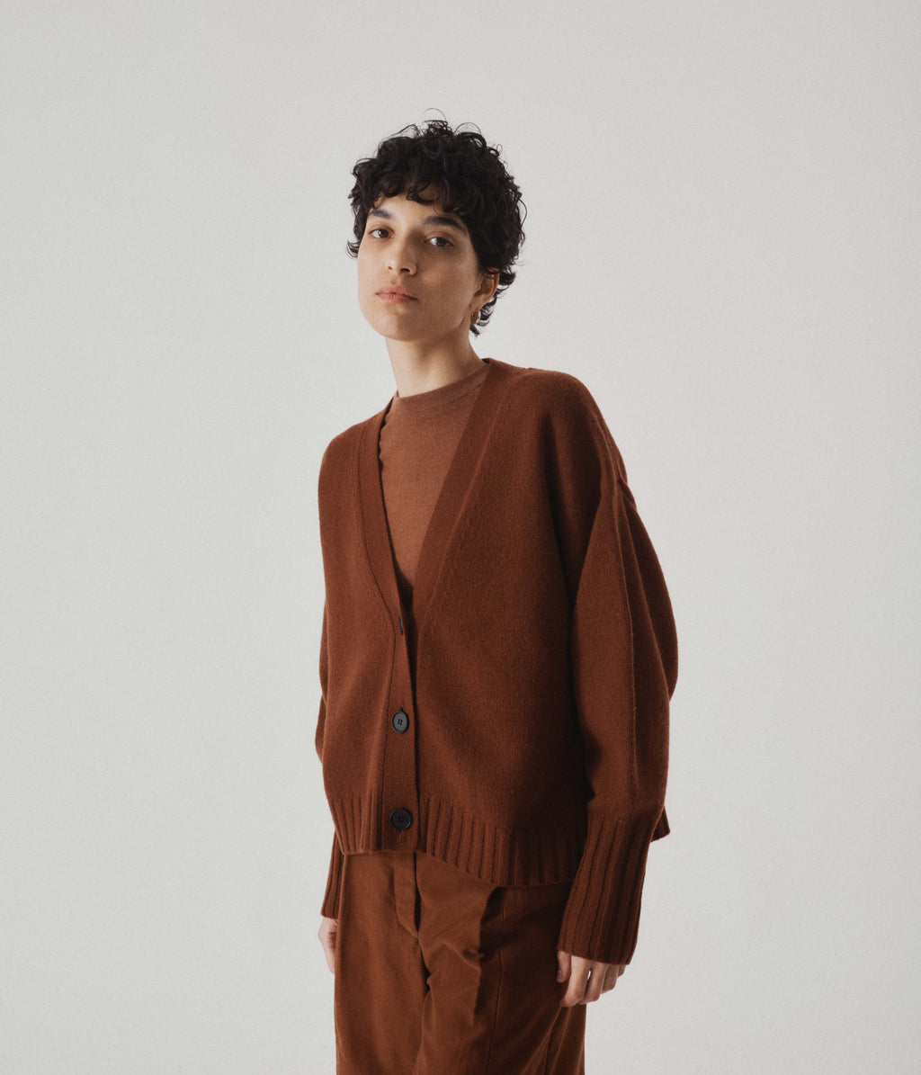 Balloon Sleeve Cardigan in Cinnamon – SAYAKA DAVIS NEW YORK
