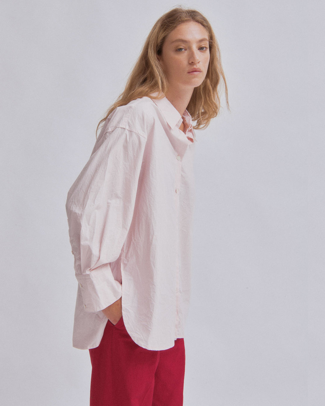 Crinkled Oversized Shirt in Ice Pink – SAYAKA DAVIS NEW YORK