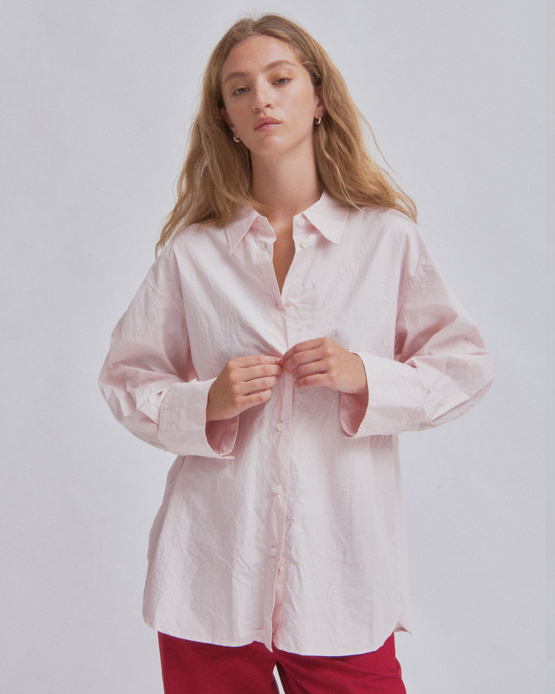 open lace back dress Crinkled Oversized Shirt in Ice Pink – SAYAKA DAVIS NEW YORK
