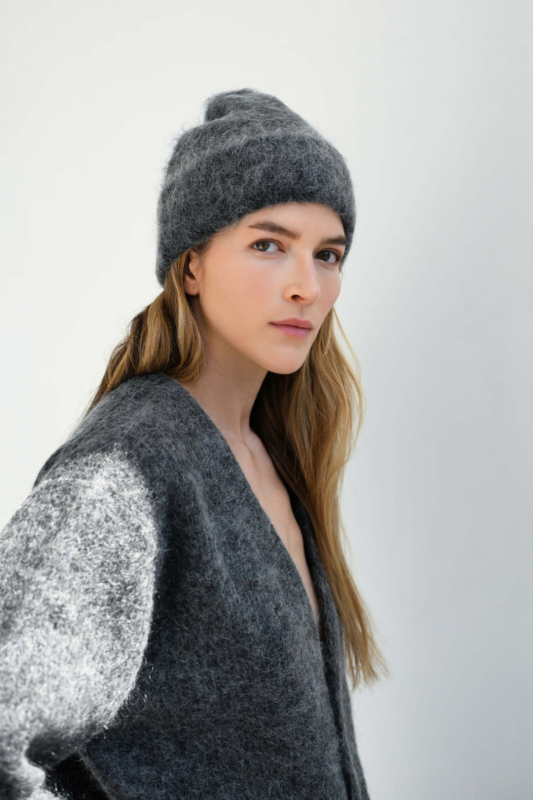 Brushed Mohair Beanie in Charcoal – SAYAKA DAVIS NEW YORK