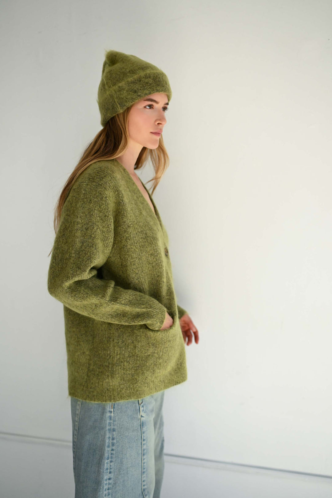 Mohair Cardigan in Matcha – SAYAKA DAVIS NEW YORK