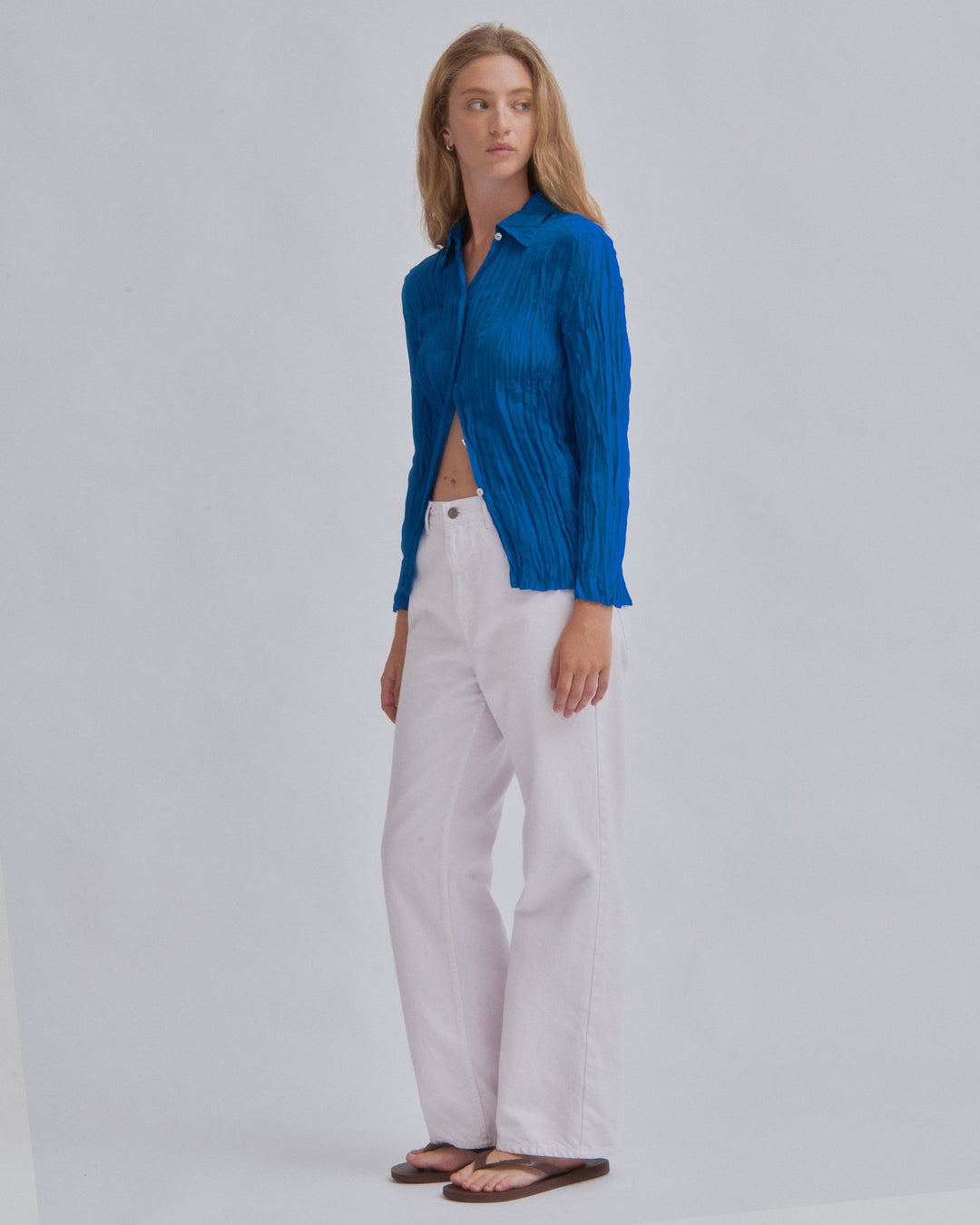 Hand Pleated Shirt in Cerulean – SAYAKA DAVIS NEW YORK
