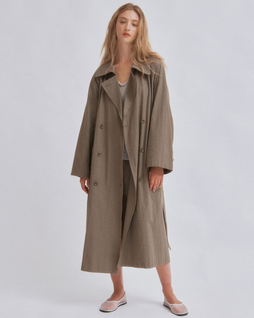 Catherine D'Lish ロングガウン Light Trench Coat in Moss Gray – SAYAKA DAVIS NEW YORK