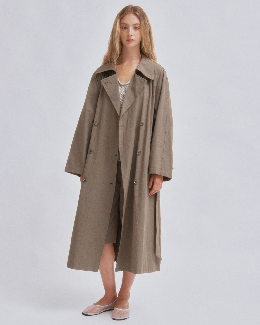 Catherine D'Lish ロングガウン Light Trench Coat in Moss Gray – SAYAKA DAVIS NEW YORK