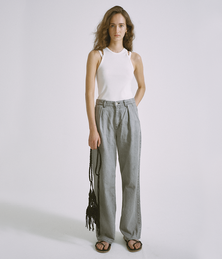 Tucked Wide-leg Denim in Light Gray – SAYAKA DAVIS NEW YORK