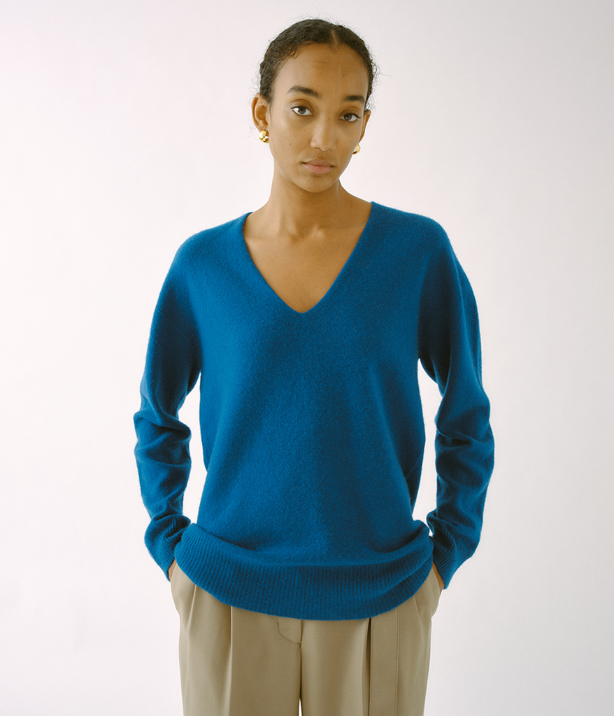 Peacock blue sweater on sale