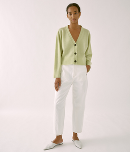 Cashmere V-Neck Cardigan in Mint