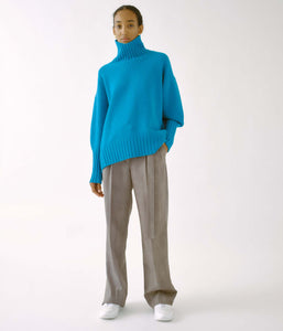 High Collar Sweater in Turquoise