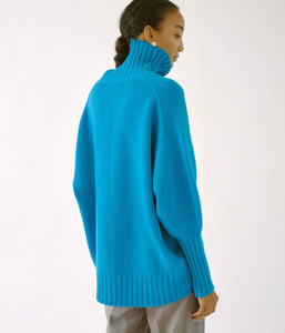 High Collar Sweater in Turquoise