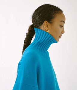 High Collar Sweater in Turquoise