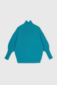 High Collar Sweater in Turquoise