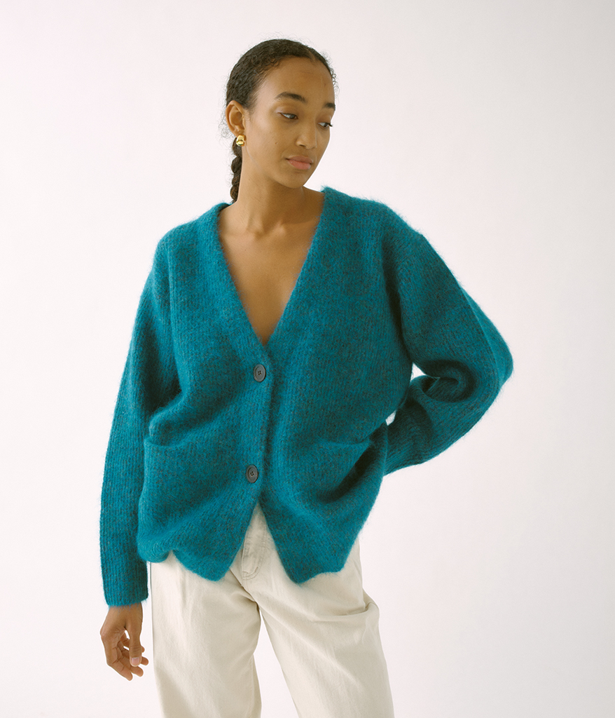 Cocoon Cardigan in Deep Sea – SAYAKA DAVIS NEW YORK