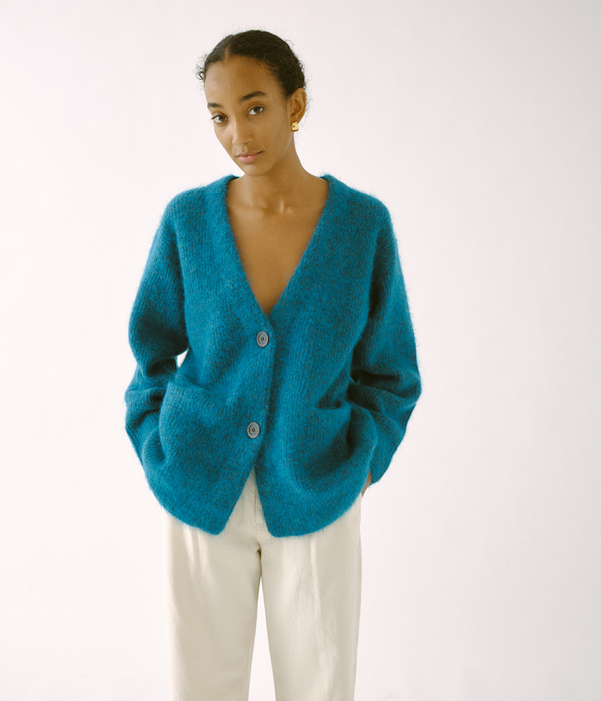 Cocoon Cardigan in Deep Sea – SAYAKA DAVIS NEW YORK