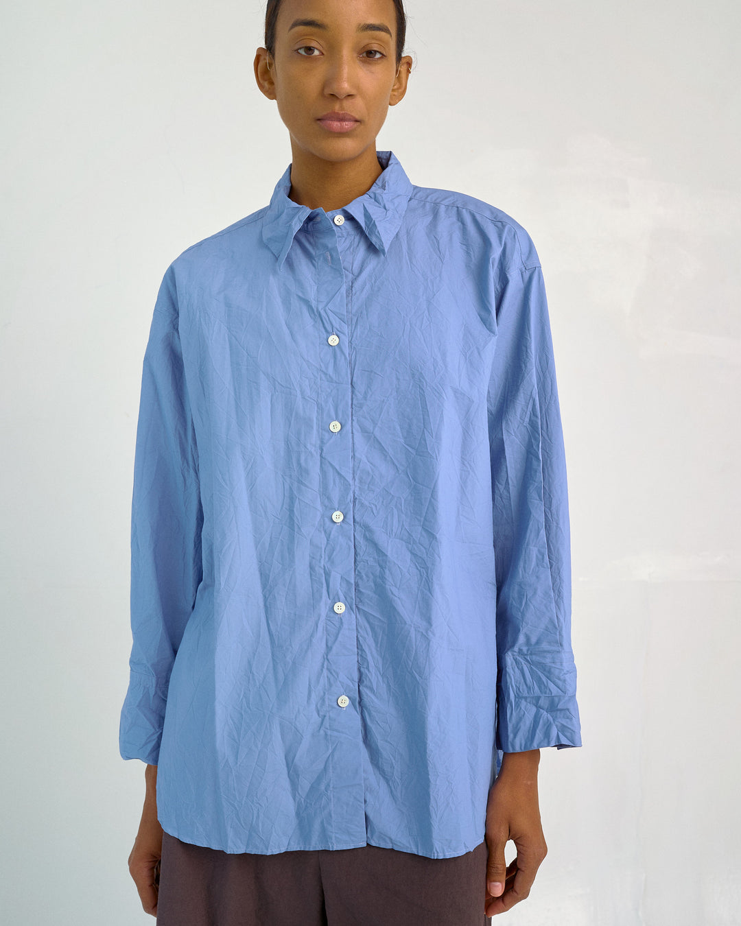 Crinkled Oversized Shirt in French Blue – SAYAKA DAVIS NEW YORK