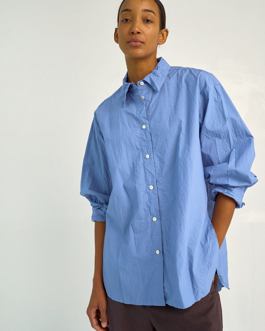 トップス 25SS C/SI TWILL OVERSIZED SKIPPER SHIRT Crinkled Oversized Shirt in French Blue – SAYAKA DAVIS NEW YORK
