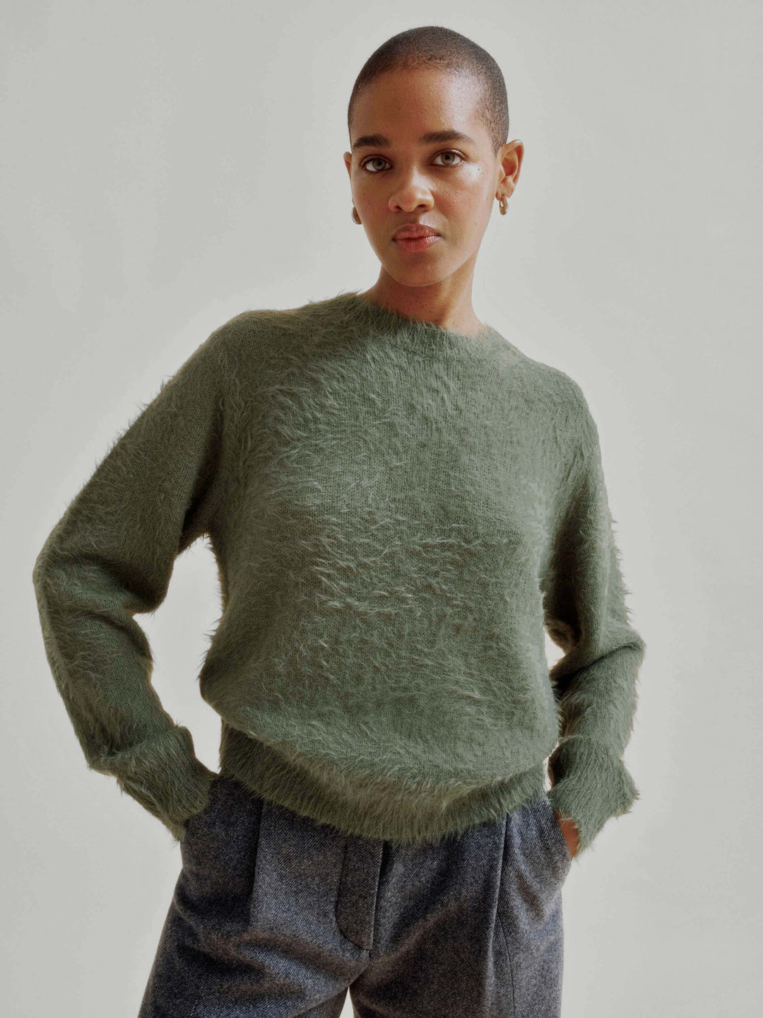 Shaggy Pullover in Moss Green – SAYAKA DAVIS NEW YORK