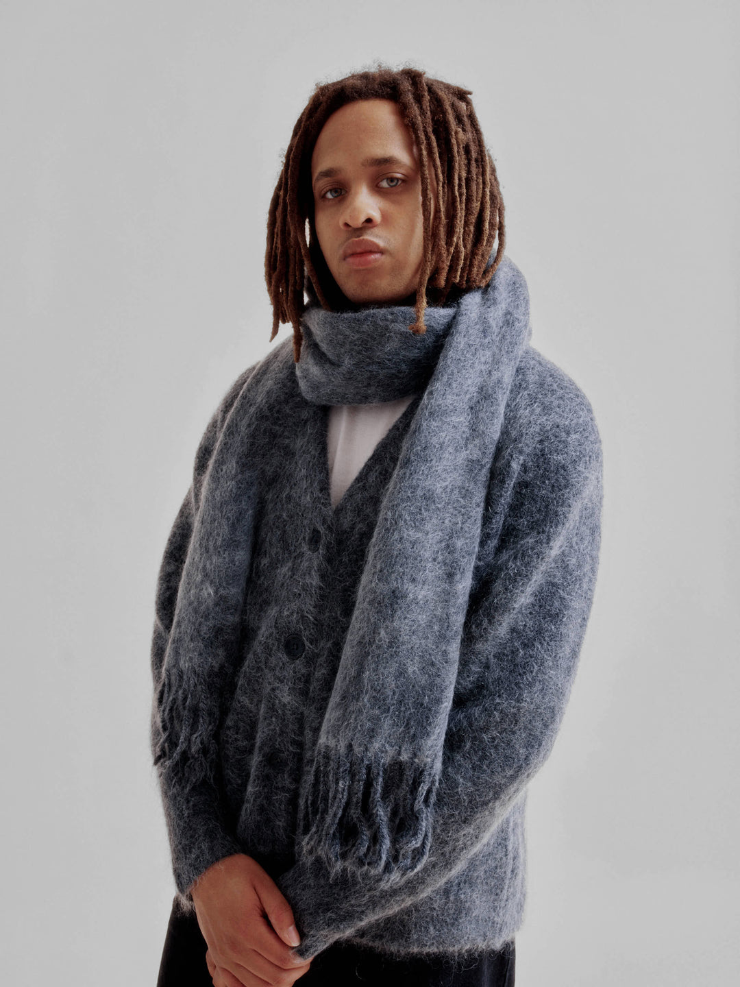 Brushed Mohair Scarf in Charcoal – SAYAKA DAVIS NEW YORK