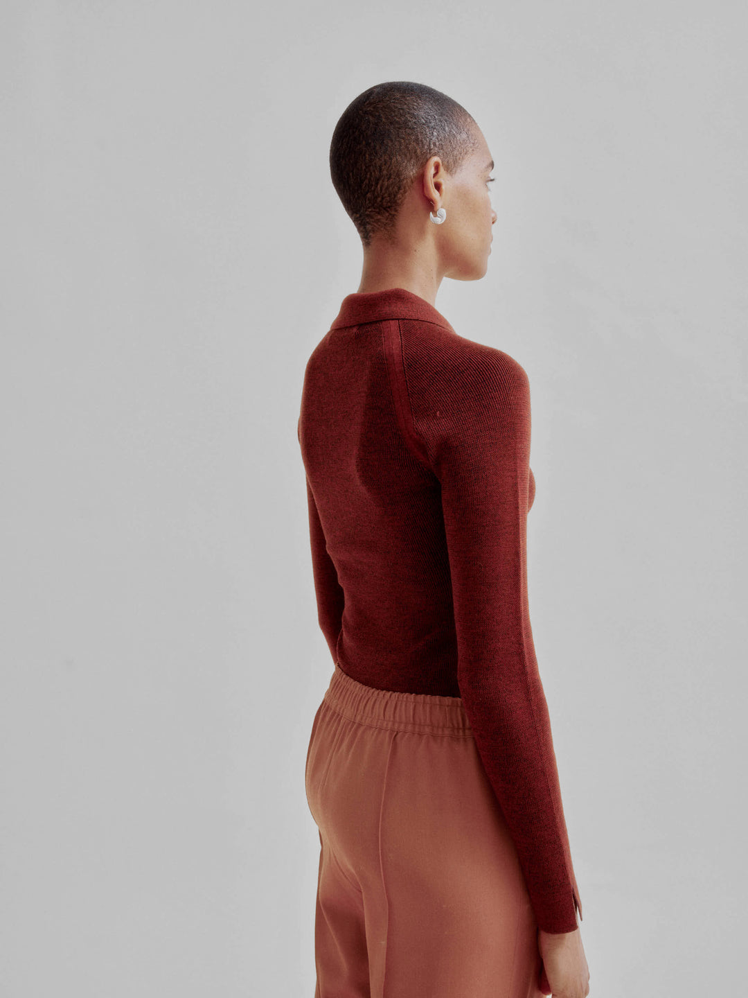 Combo Ribbed Polo in Rust x Navy – SAYAKA DAVIS NEW YORK