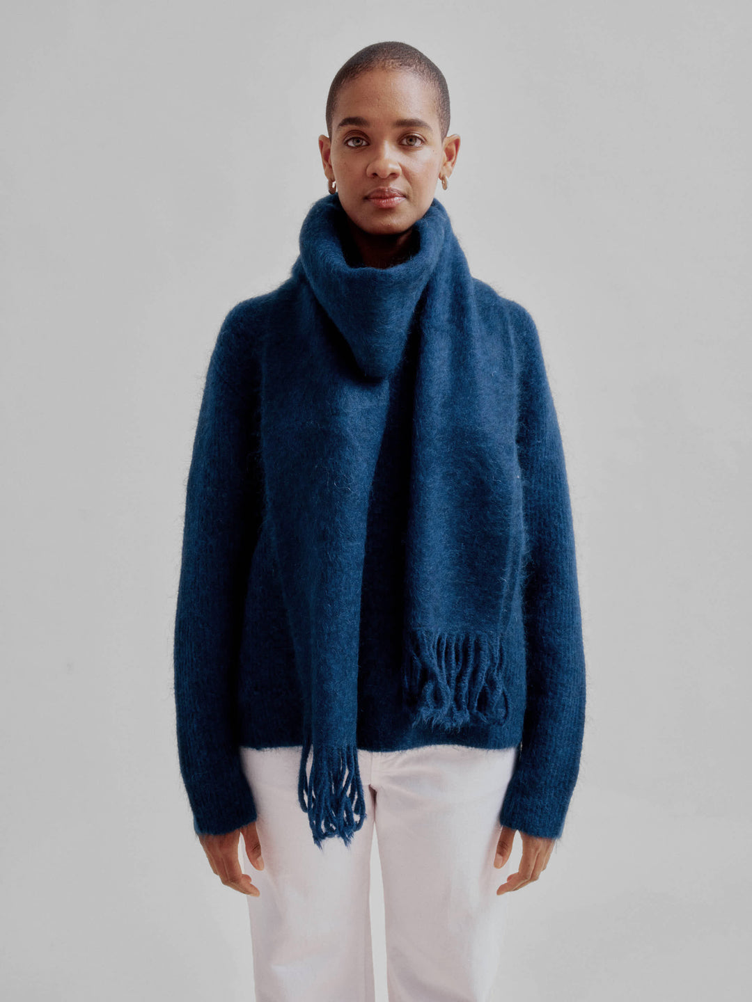 Brushed Mohair Scarf in Midnight Blue – SAYAKA DAVIS NEW YORK