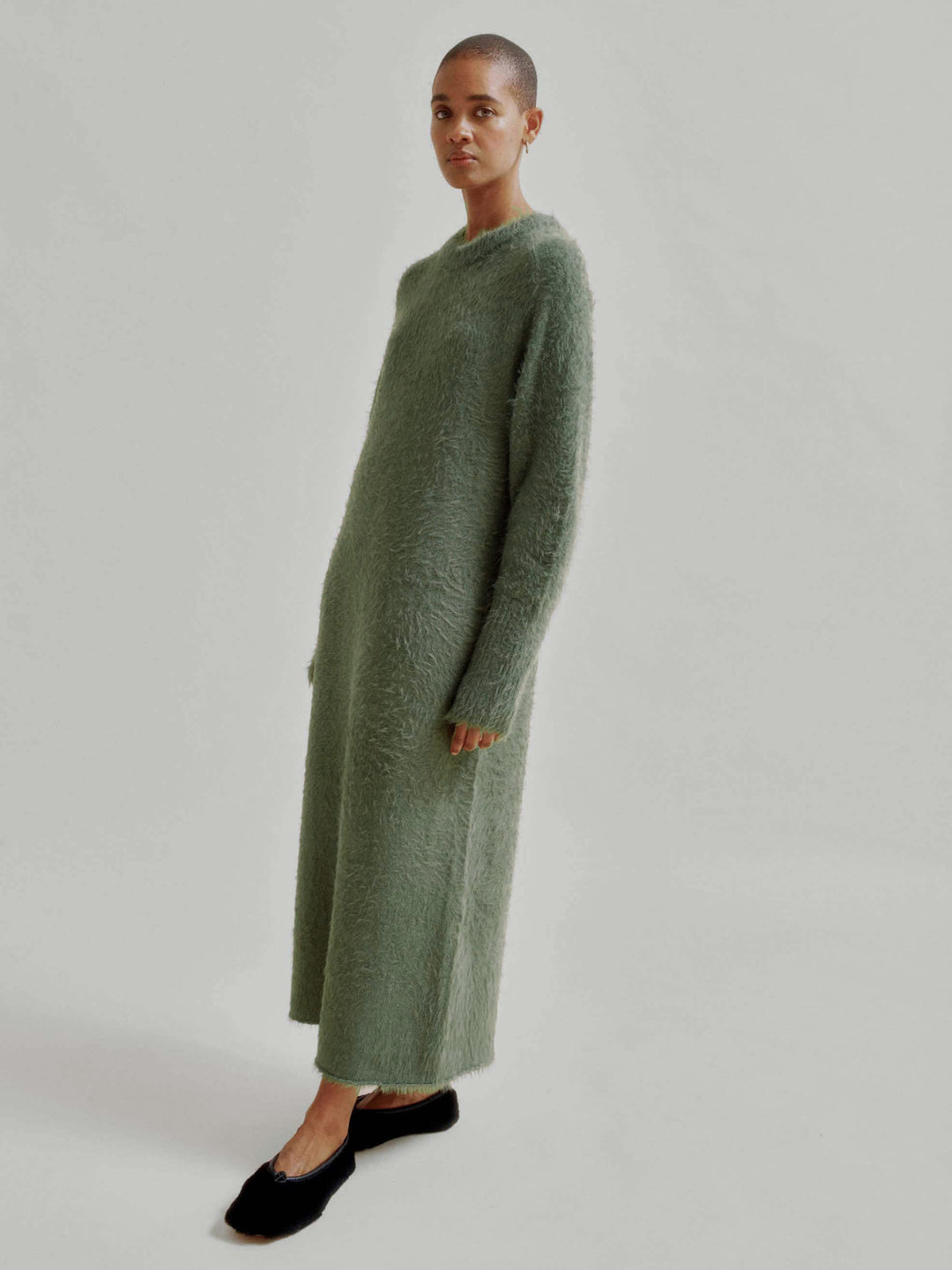 Shaggy Knit Dress in Moss Green – SAYAKA DAVIS NEW YORK
