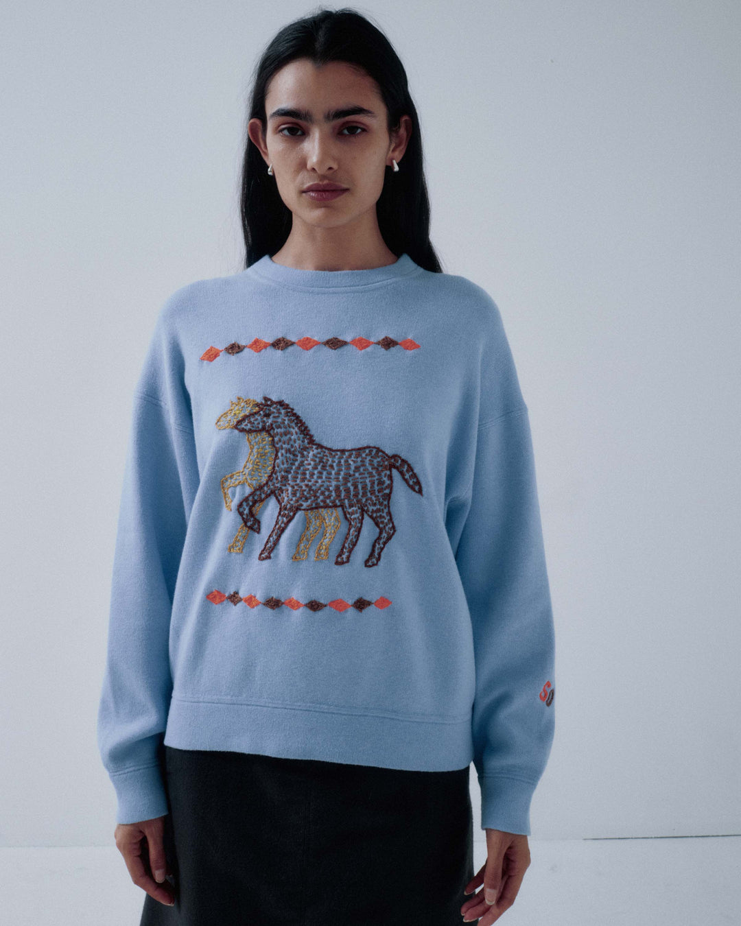 OTAKARA NYC x SAYAKA DAVIS Fire Horse Knit Sweatshirt in Heather