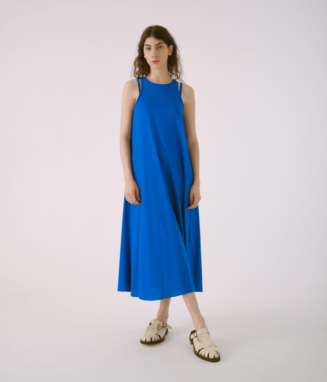 サヤカデイヴィス ダブルストラップドレス　ワンピース DOUBLE STRAP JERSEY DRESS IN BLUE – SAYAKA DAVIS NEW YORK