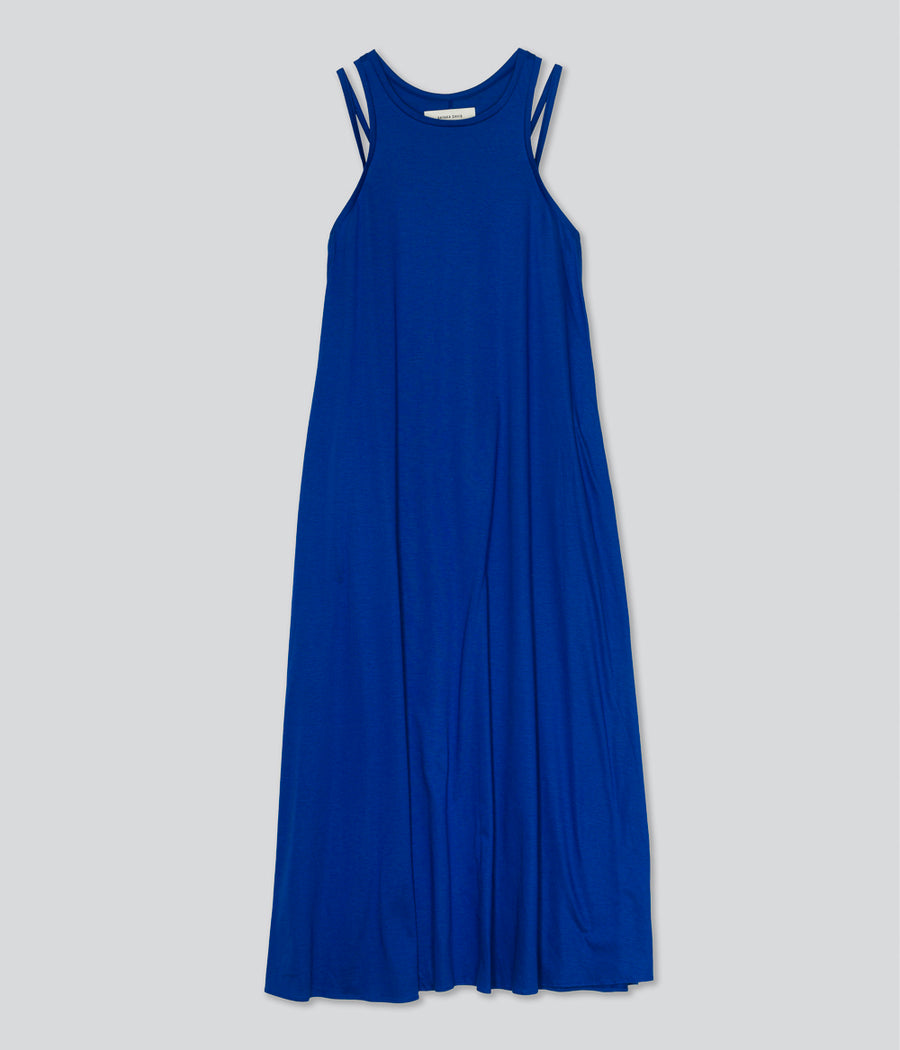 DOUBLE STRAP JERSEY DRESS IN BLUE – SAYAKA DAVIS NEW YORK