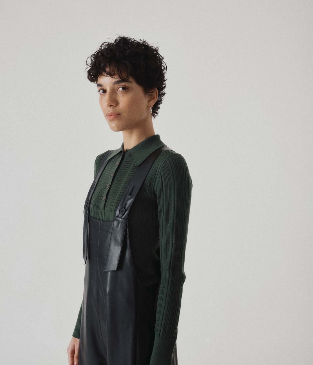 VEGAN LEATHER COVERALL IN BLACK – SAYAKA DAVIS NEW YORK