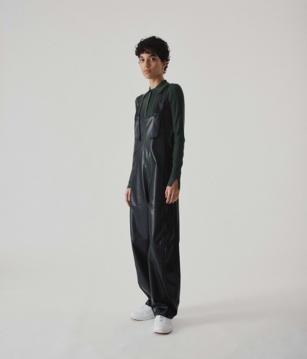 VEGAN LEATHER COVERALL IN BLACK – SAYAKA DAVIS NEW YORK