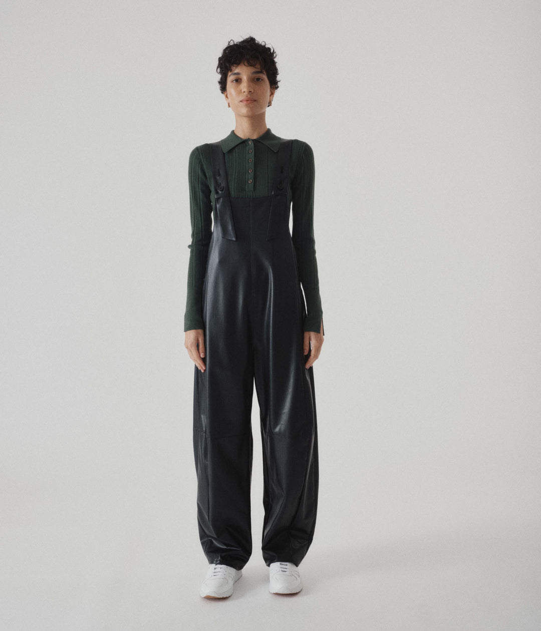 VEGAN LEATHER COVERALL IN BLACK – SAYAKA DAVIS NEW YORK