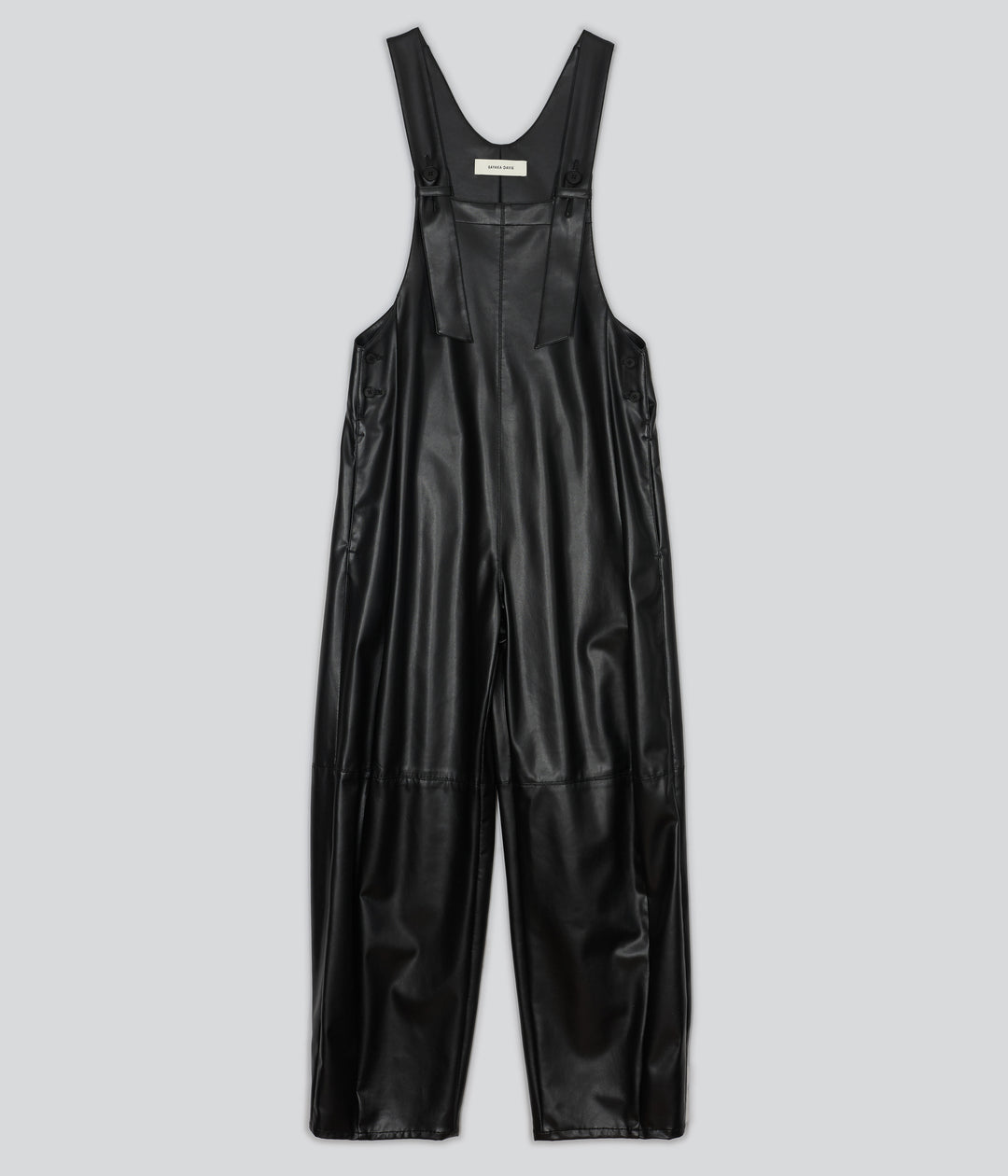 VEGAN LEATHER COVERALL IN BLACK – SAYAKA DAVIS NEW YORK