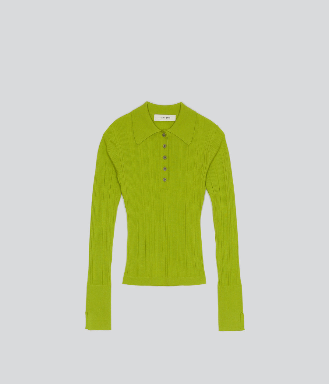 Ribbed Knit Polo in Wasabi – SAYAKA DAVIS NEW YORK