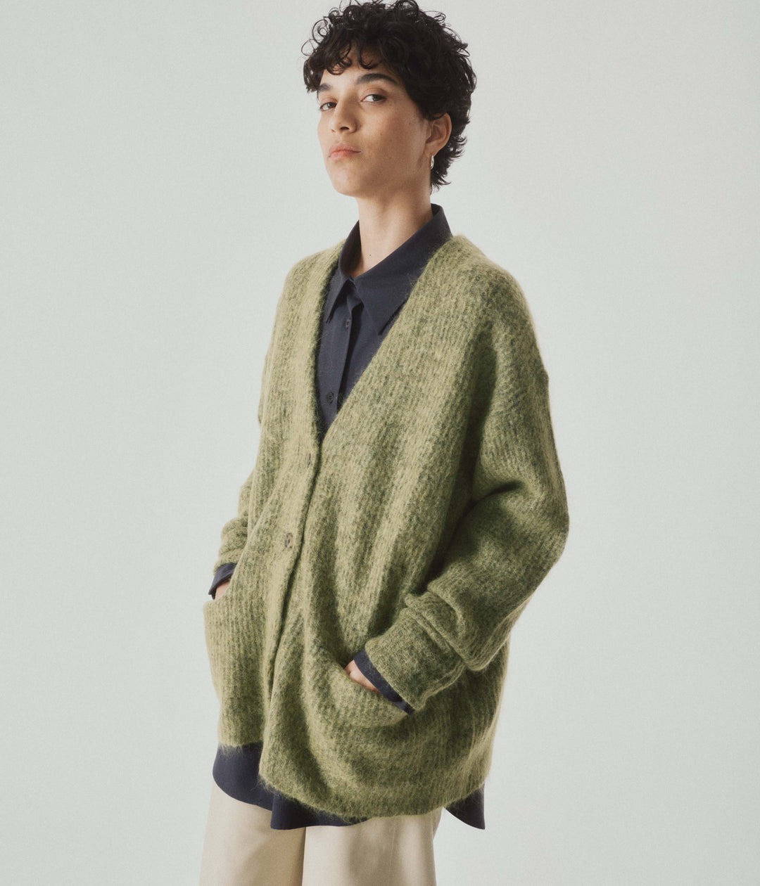 Mohair Cardigan in Matcha – SAYAKA DAVIS NEW YORK