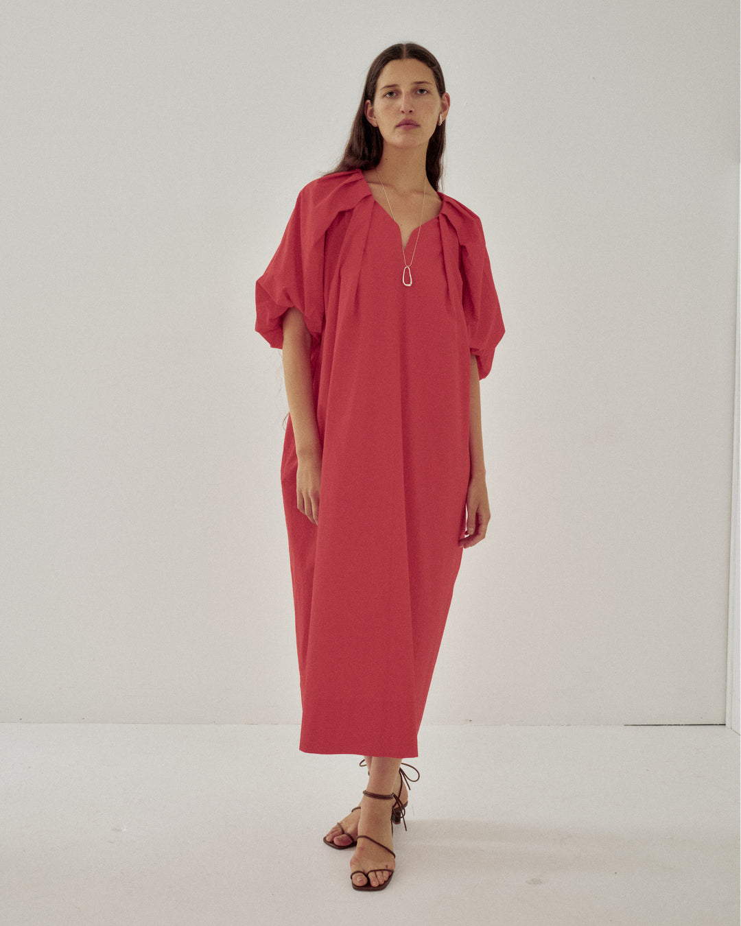 Tucked Cocoon Dress in Vermilion – SAYAKA DAVIS NEW YORK